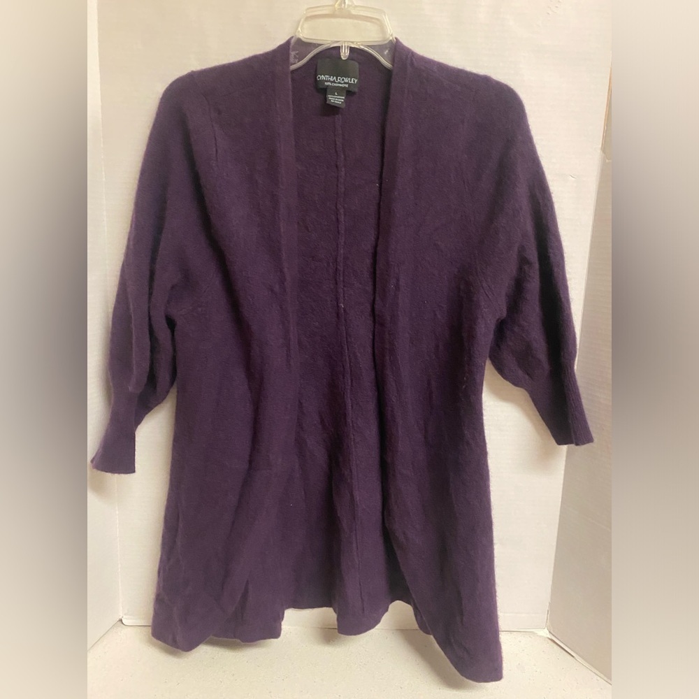 Cynthia Rowley Plum Open-Front Cashmere Sweater Cardigan